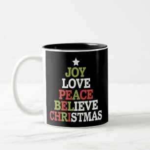 Freude Liebe Frieden Glaube Weihnachtsbaum Familie Zweifarbige Tasse