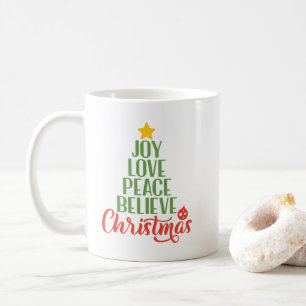 Freude, Liebe, Frieden, Glaube, Weihnachtsbaum Kaf Kaffeetasse