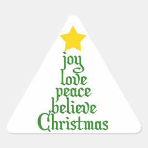Freude, Liebe, Frieden, Glauben, Weihnachten Dreieckiger Aufkleber