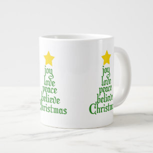 Freude, Liebe, Frieden, Glauben, Weihnachten Jumbo-Tasse