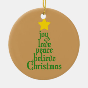 Freude, Liebe, Frieden, Glauben, Weihnachten Keramikornament