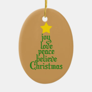 Freude, Liebe, Frieden, Glauben, Weihnachten Keramikornament