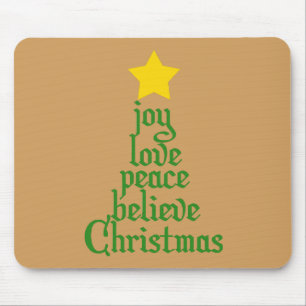 Freude, Liebe, Frieden, Glauben, Weihnachten Mousepad