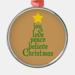 Freude, Liebe, Frieden, Glauben, Weihnachten Ornament Aus Metall