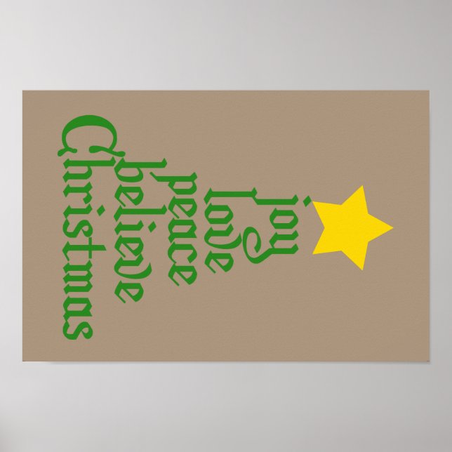 Freude, Liebe, Frieden, Glauben, Weihnachten Poster (Vorne)