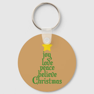 Freude, Liebe, Frieden, Glauben, Weihnachten Schlüsselanhänger