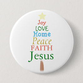 Freude, Liebe, Jesus, Weihnachtsbaumknopf Button