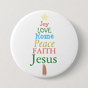 Freude, Liebe, Jesus, Weihnachtsbaumknopf Button