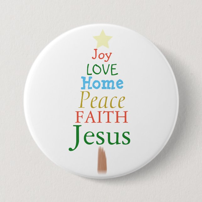 Freude, Liebe, Jesus, Weihnachtsbaumknopf Button (Vorderseite)