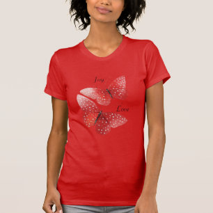 Freude Liebe Rote Schmetterlinge T-Shirt