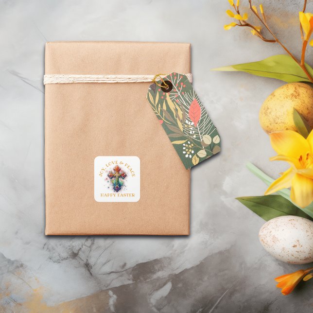 Freude, Liebe und Frieden - Ostern | Quadratischer Aufkleber (Von Creator hochgeladen)