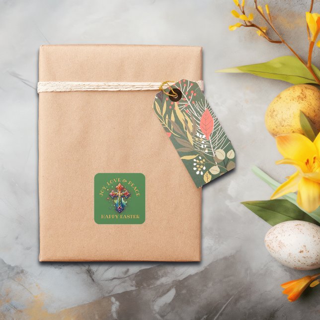 Freude, Liebe und Frieden - Ostern | Quadratischer Aufkleber (Von Creator hochgeladen)