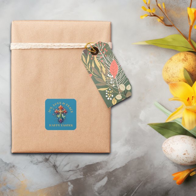 Freude, Liebe und Frieden - Ostern | Quadratischer Aufkleber (Von Creator hochgeladen)