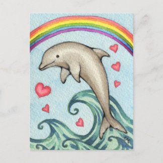 Freude - Niedliche Rainbow Dolphin Art Postkarte