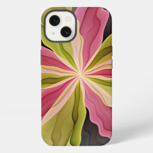 Freude, Pink Grüne Anthrazit Fantasy-Blume Fraktal iPhone Hülle