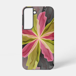 Freude, Pink Grüne Anthrazit Fantasy-Blume Fraktal Samsung Galaxy Hülle