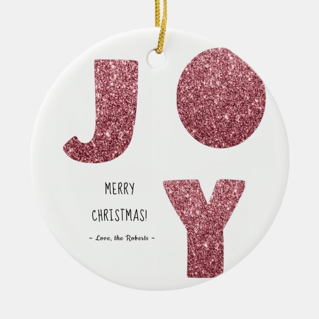 Freude Rose Gold Glitzer frohe Weihnachten Keramik Ornament (Vorne)