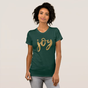 Freude-Skript-Goldgrün-Gewohnheits-Weihnachten T-Shirt