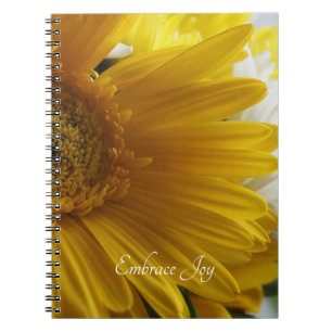 Freude umarmen Gelbe Blumen Spiral Foto Notizbuch Notizblock