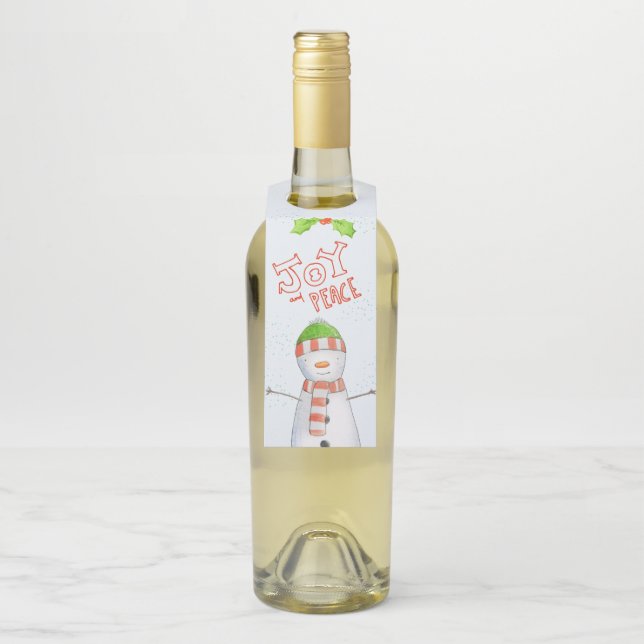 Freude und Frieden | Niedlicher Weihnachtsschneema Flaschenanhänger (Auf Flasche)