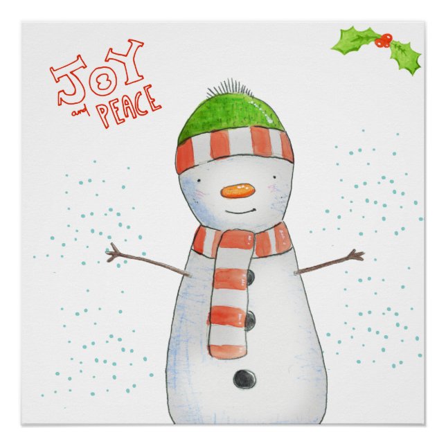 Freude und Frieden | Niedlicher Weihnachtsschneema Poster (Vorderseite)