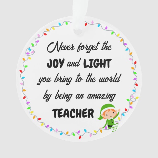 Freude und Licht Vielen Dank Lehrer Akrylic Orname Ornament (Vorderseite)