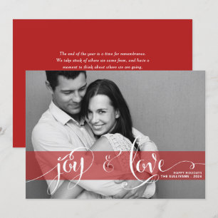 Freude und Liebe Rustikales Script Red Chistmas Fo Feiertagskarte