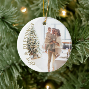 Freude und Segen Foto Weihnachten Personalisiert Keramik Ornament