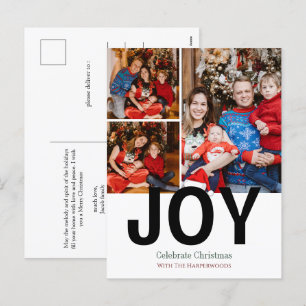 Freude Weihnachtsfeiertage Moderne Typografie 3 Fo Feiertagspostkarte