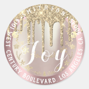 Freude Weihnachtsrückgabe UAWG Gold Snow Spark Runder Aufkleber