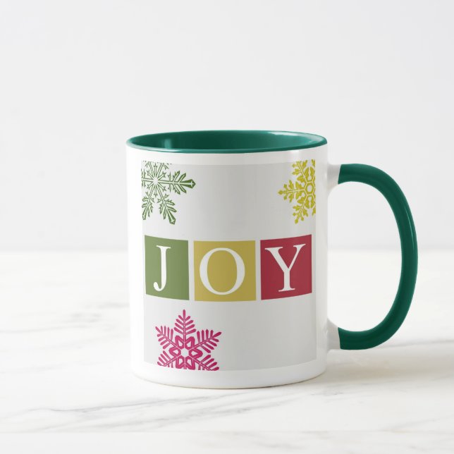 Freude-Weihnachtsschneeflocke-Tasse Tasse (Rechts)