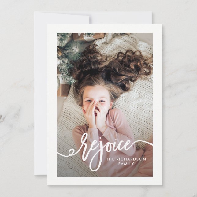 Freude | Weihnachtsschrift mit Foto Feiertagskarte (Vorderseite)