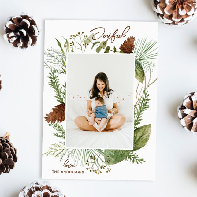 Freude. Weihnachtswald in Aquarellen Feiertagskarte (Von Creator hochgeladen)