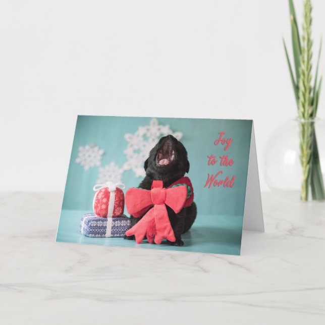 Freude zur Weltweihnachtswelpenkarte Feiertagskarte (Vorderseite)