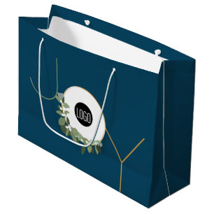Freuden Kranz Geschäft Logo Feiertag Blau Weihnach Große Geschenktüte