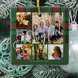 Freudendes Drehbuch Familie Foto Collage kariert W Keramikornament