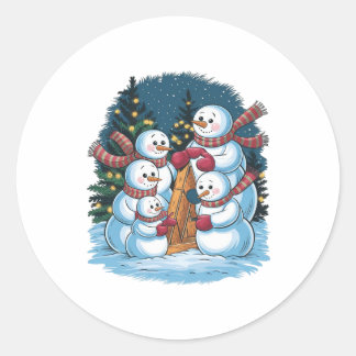 Freudenfamilie Snowman Runder Aufkleber