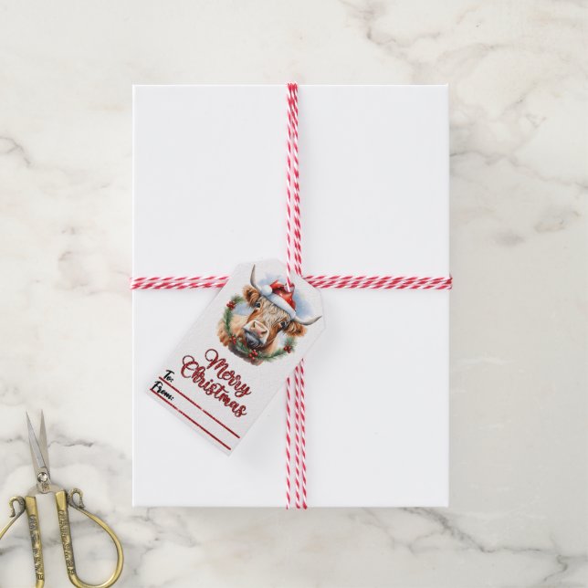 Freudenkühe auf dem Weihnachtsschild Geschenkanhänger (Mit Garn)