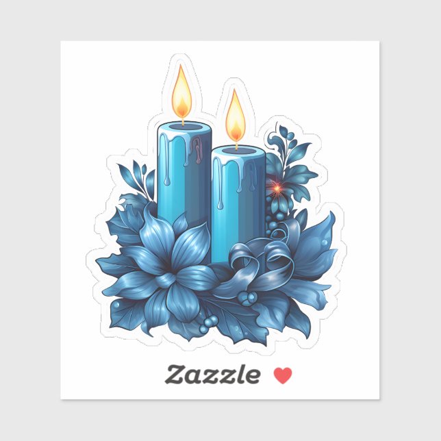 Freudenreiche Blaue Kerze zu Weihnachten Aufkleber (Blatt)