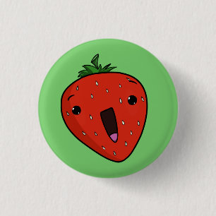 Freudig erregt Erdbeere Button
