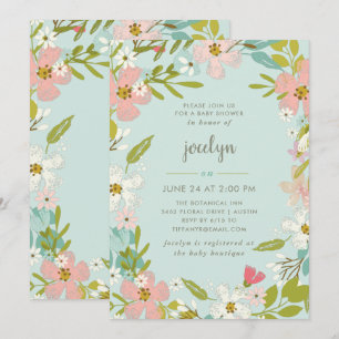 Freudige Blumen  tadellose Babyparty-Einladung Einladung