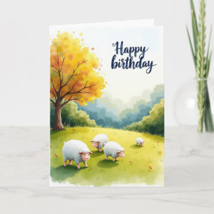 Freudige Geburtstag-Schafwiese-Karte Karte
