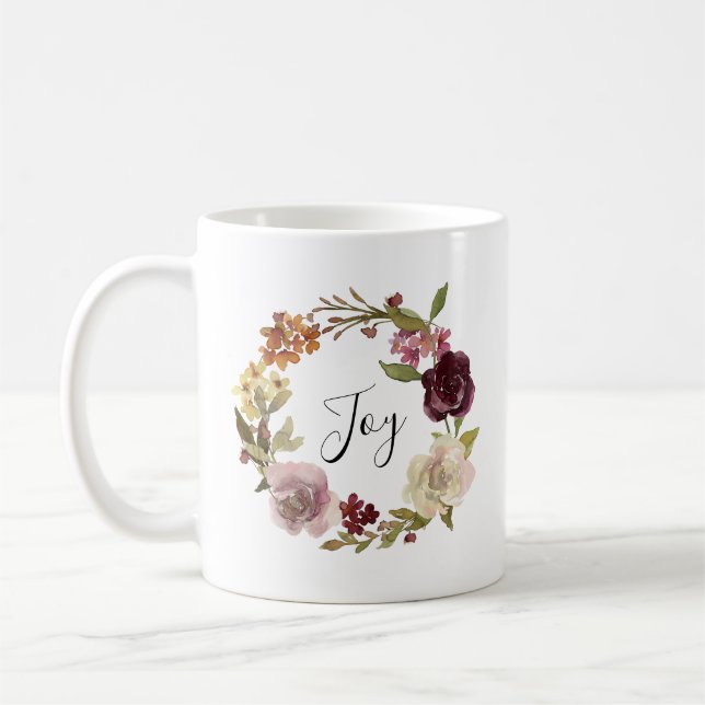 Freudiger Blumenaquarellkranz Kaffeetasse (Links)
