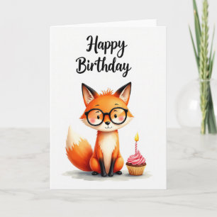 Freudiger Fuchs-Cupcake-Grußkarte Karte