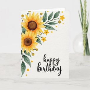 Freudiger Geburtstag Golden Blooms Karte