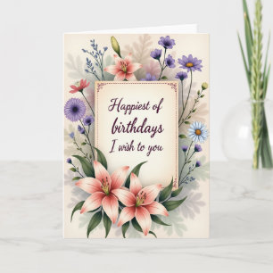 Freudiger Geburtstag Pink Blossom Karte