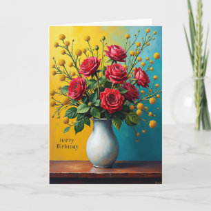 Freudiger Geburtstags-Blumenkarte Karte