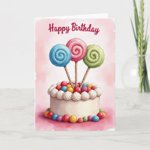 Freudiger Geburtstags-Lutscher-Swirls-Karte Karte