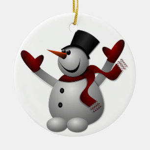 Freudiger Schneemann Keramik Ornament