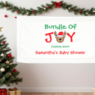Freudiges Bündel Weihnachten Baby Shower Banner